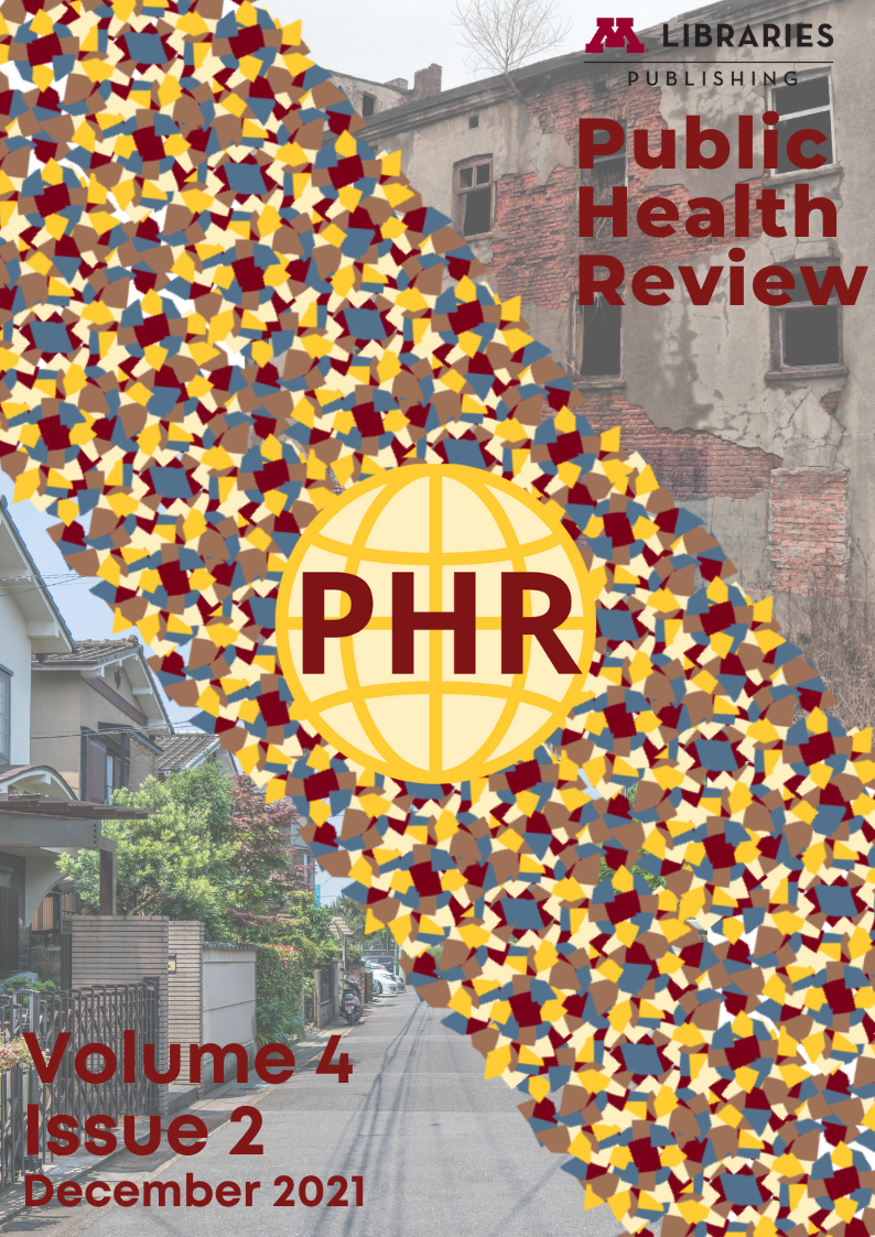 The PHR logo of a maroon lettering on a yellow globe sitting atop a decorative diagonal sash. On the left is one photo example of houses in an advantaged neighborhood while a photo example of housing that might be found in a structurally under-resourced community